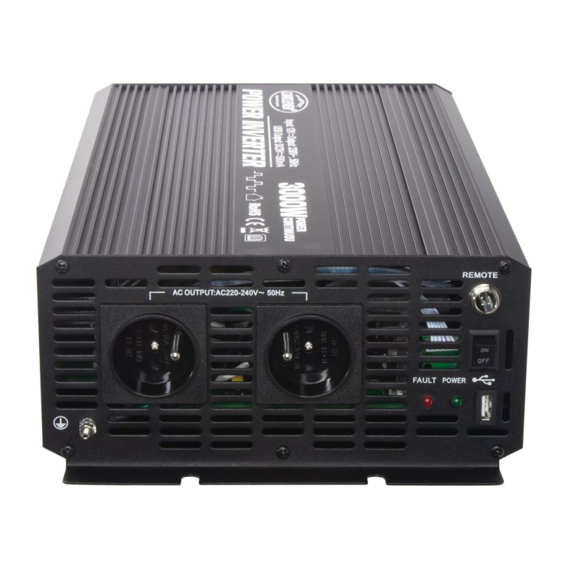Menič napätia z 12/230V + USB, 3000W